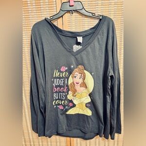 Disney Belle Beauty and the Beast long sleeve v neck tee top shirt